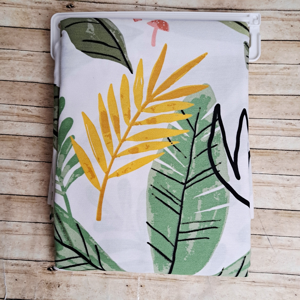 Pillowfort Floral Leaf Design White Green Yellow Shower Curtain